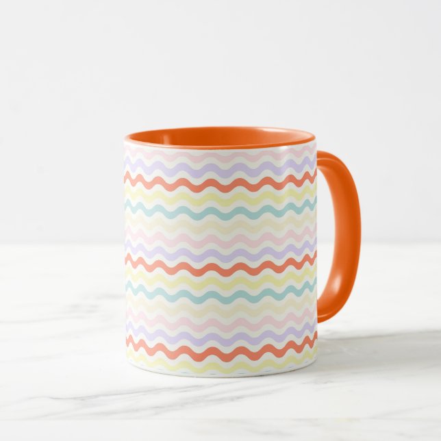 Mug Modern Minimalist Scalloped Pastel Waves Linear (Devant droit)