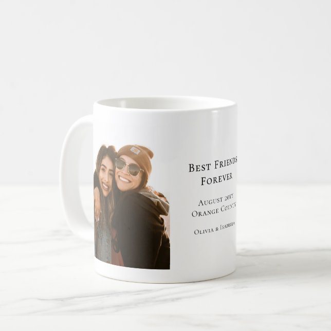 Mug Modern Personalized Best Friends Forever 2 Photo (Devant gauche)