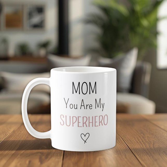 Mug Modern Personalized Mom Superhero Photo Collage (Créateur téléchargé)