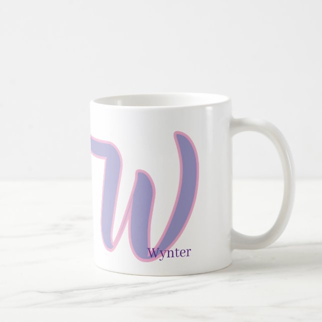 Mug Modern Pink & Purple Monogram Personalized Name W (Droite)