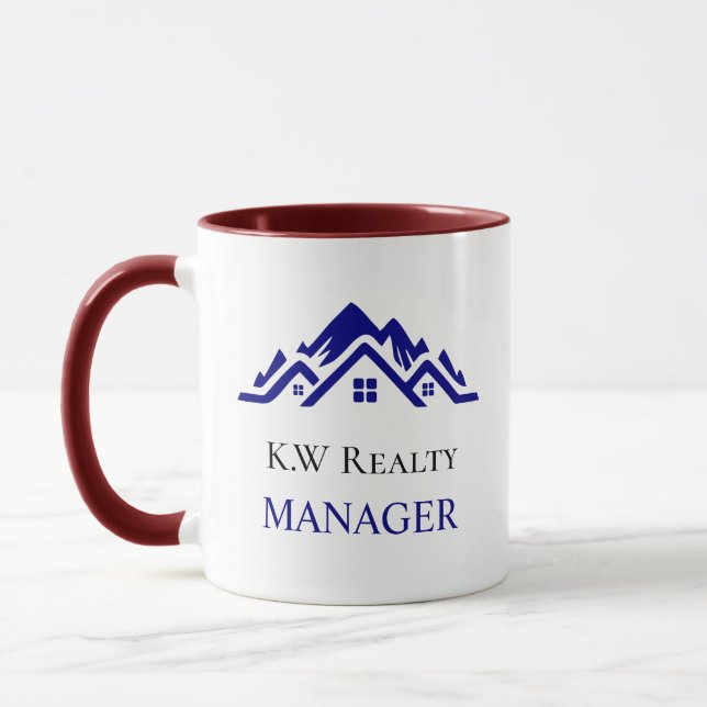 Mug Modern Real Estate white and gold custom logo  (Gauche)