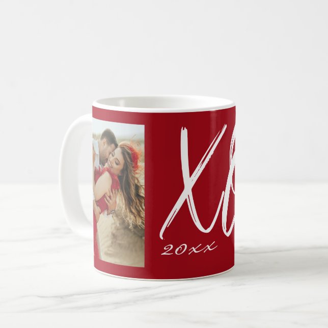 Mug Modern Script XO Year Photo (Devant gauche)