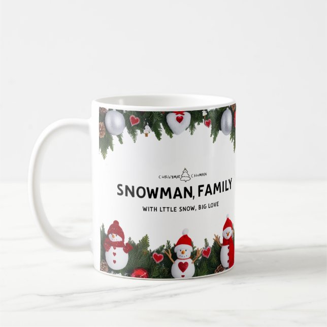 Mug Modern Typography Snowman Family Classic  (Gauche)