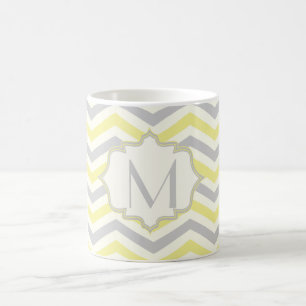 Mug Modern yellow, grey, ivory chevron pattern custom