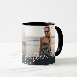 Mug Moderne 16e anniversaire simple élégant script élé