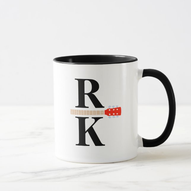 Mug Moderne 2-noir-initiales Monogramme blanc clair (Droite)