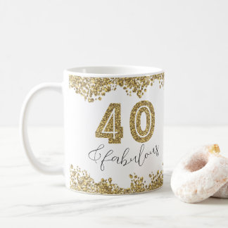 Mug Moderne 40 et fabuleux Gitter Or Personnalisé
