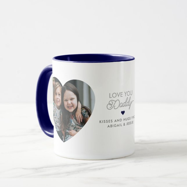 Mug Moderne "Aimez-vous papa/papa" 2 Photos en forme d (Devant gauche)