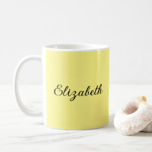 Mug Moderne Ajouter Votre Nom De Script Jaune Clair