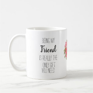 Mug Moderne, ami typographie florale coeur amusant ban
