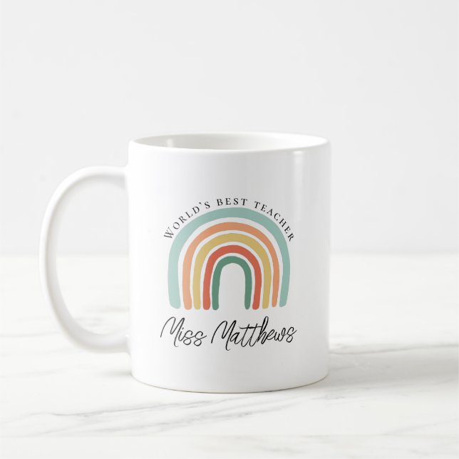 Mug Moderne Arc-en-ciel enseignant Merci café cadeau (Gauche)