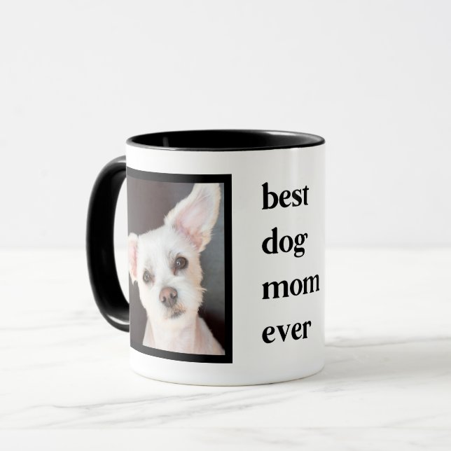 Mug Moderne Best Dog Mom Ever Citer 2 Photo (Devant gauche)