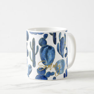 Mug Moderne Cactus Blue Gold NOM Chic Désert