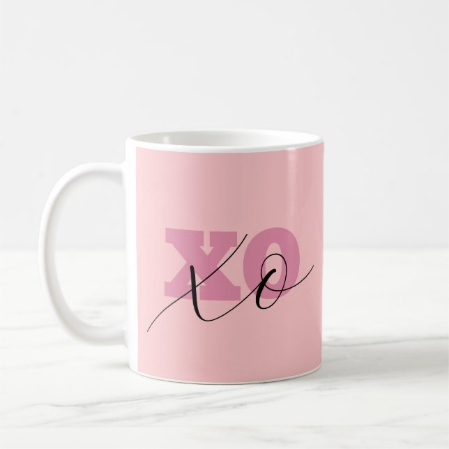 Mug Moderne Candy rose noir XOXO Valentine (Gauche)