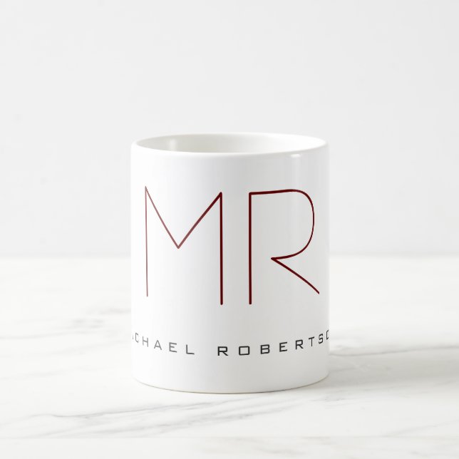 Mug Moderne Chic Monogramme Professionnel (Centre)