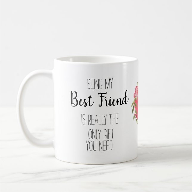 Mug Moderne, coeur floral meilleur ami banter drôle (Gauche)