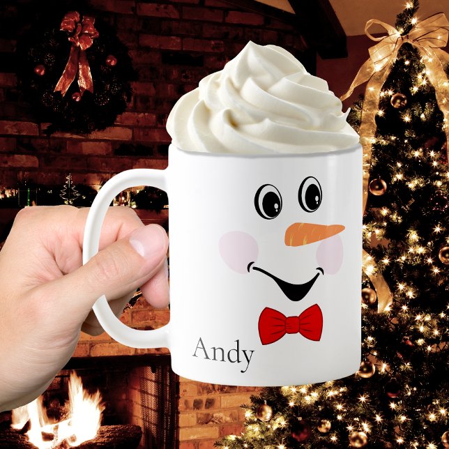 Mug Moderne Cute Custom Smiling visage Snowman (Créateur téléchargé)