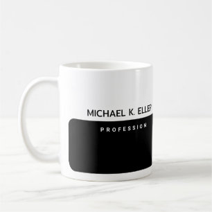 Mug moderne demi-noir demi-blanc à café avec nom