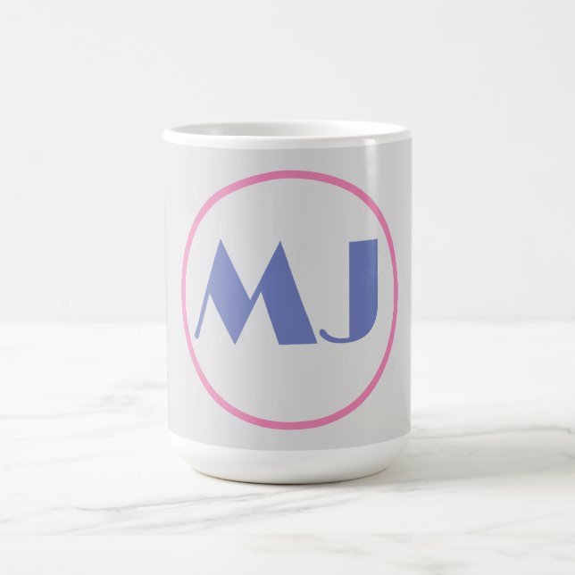 Mug Moderne Design Monogramme Bleu Lettres initiales g (Centre)