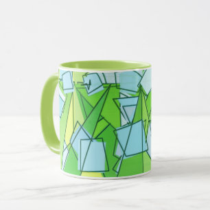 Mug Moderne du milieu du siècle Abstrait, vert citron 