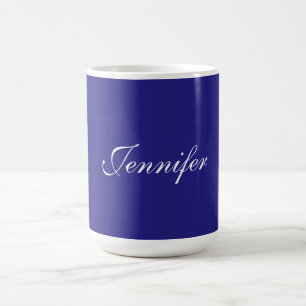Mug Moderne Elégant Cute Unique Deep Blue Calligraphie