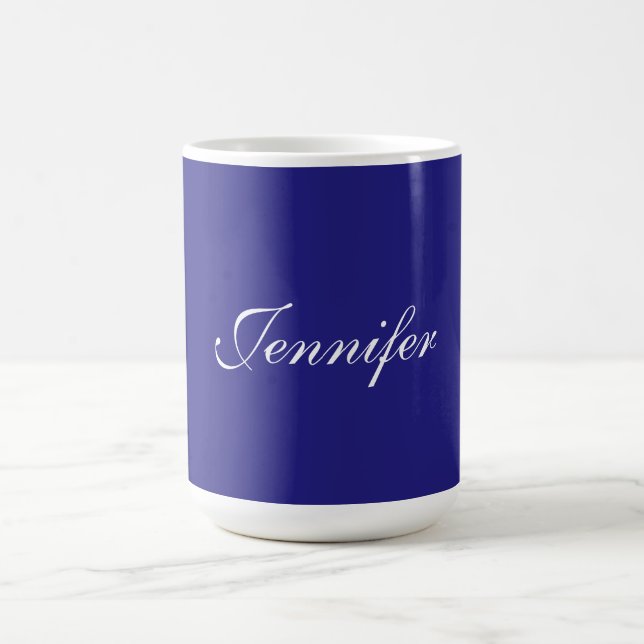 Mug Moderne Elégant Cute Unique Deep Blue Calligraphie (Centre)