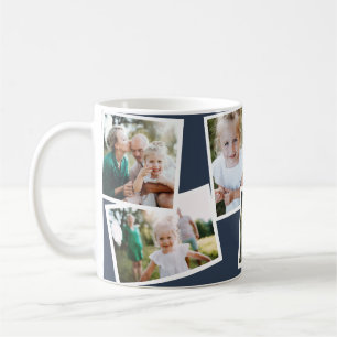 Mug Moderne élégant multi photo famille marine bleu