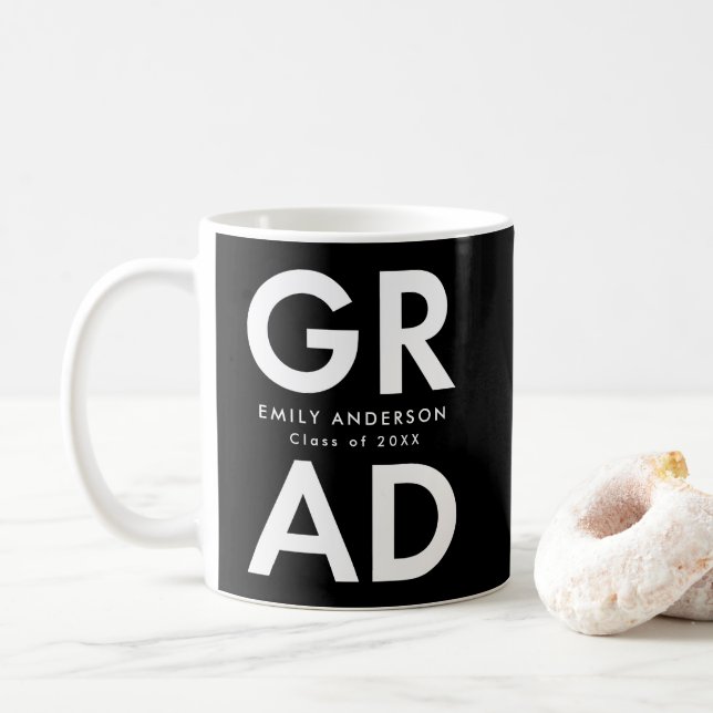 Mug Moderne Gras Grad noir et blanc photo Graduation (Avec donut)