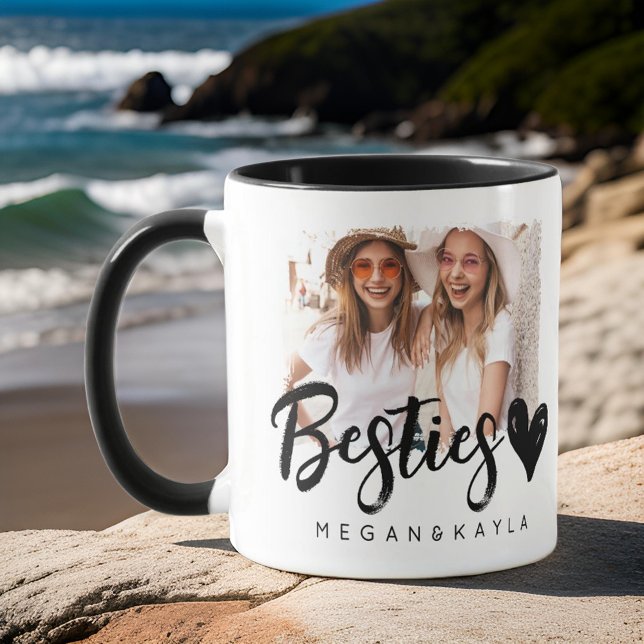Mug Moderne Grunge Heart Best Friends BFF Photo (Créateur téléchargé)