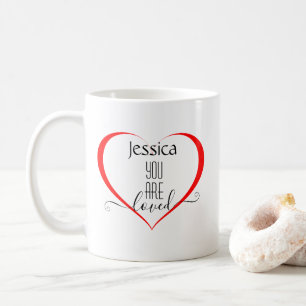 Mug Moderne Je t'aime Simple Coeur Personnaliser Monog