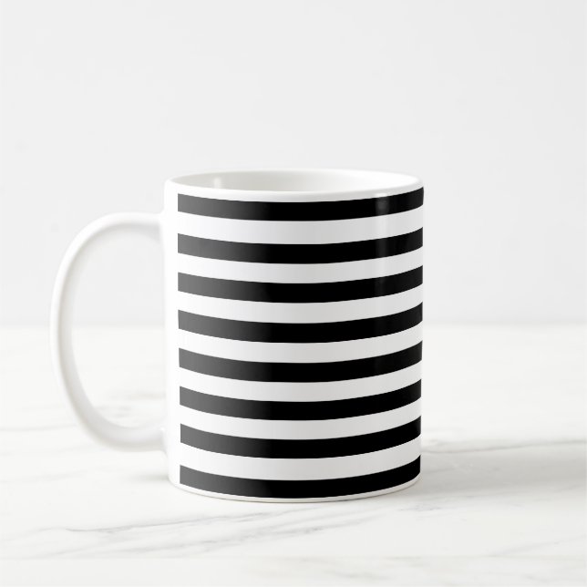 Mug Moderne Luxe noir et blanc rayures motif (Gauche)