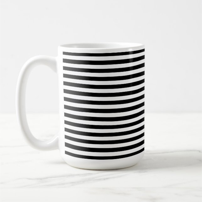 Mug Moderne Luxe noir et blanc rayures motif (Gauche)