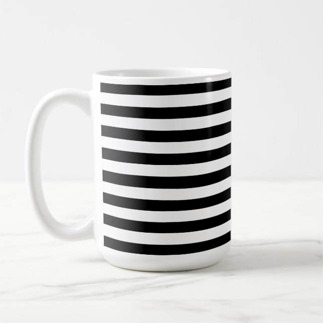 Mug Moderne Luxe noir et blanc rayures motif (Gauche)