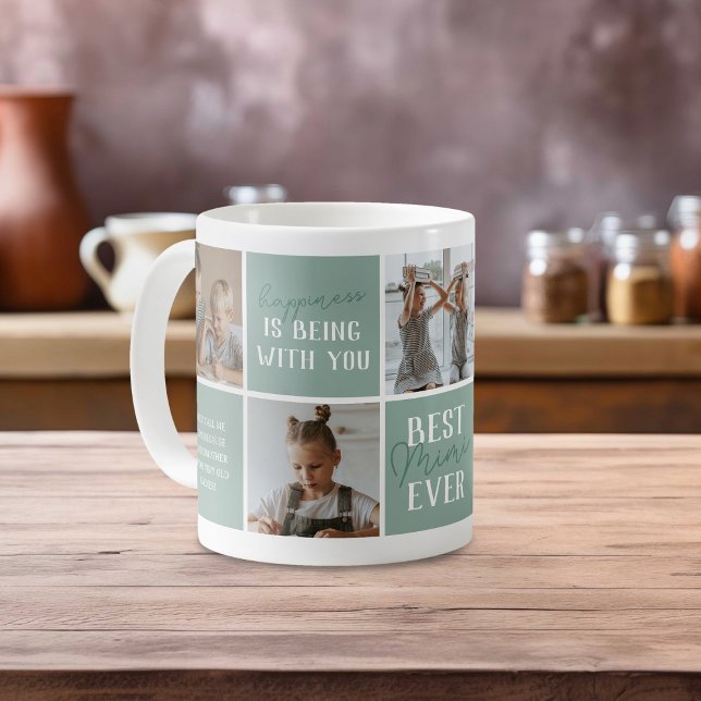 Mug Moderne Meilleur Mimi Jamais Photo Collage Vert (Créateur téléchargé)