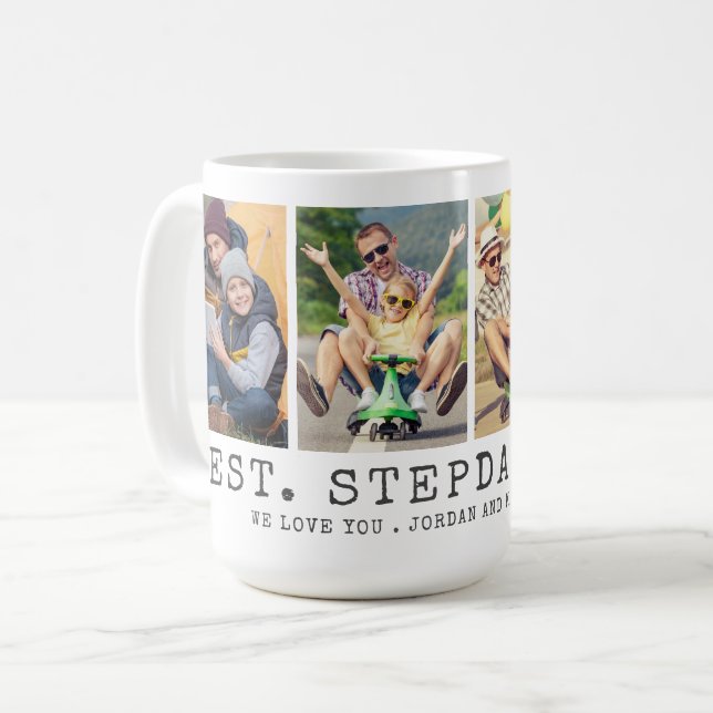 Mug Moderne MEILLEUR STEPDAD EVER 4 Photos Personnalis (Devant gauche)