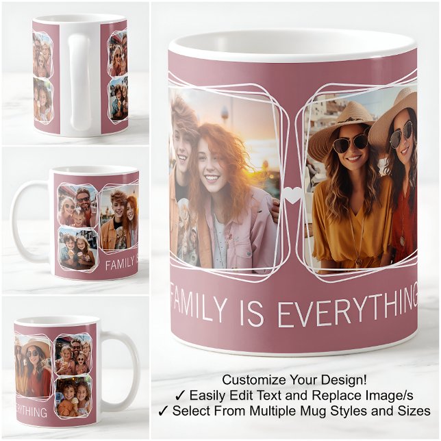 Mug Moderne Mémoire 6 Modèle de collage photo Rose C10 (Créateur téléchargé)