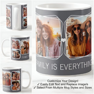 Mug Moderne Mémoire 6 Photos Gabarit de collage Gris C