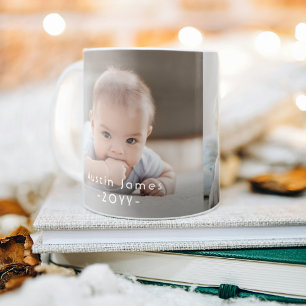 Mug Moderne Minimale 2 Photo Texte blanc superposé