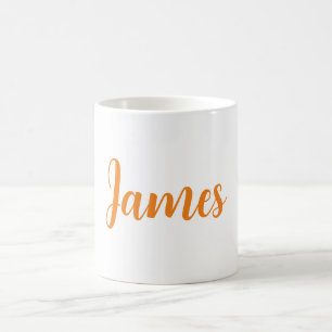 Mug Moderne Minimaliste Blanc Orange Ajouter Votre Nom