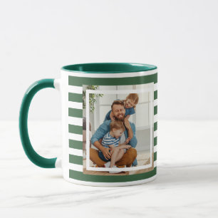 Mug Moderne minimaliste Chasse Vert & Rayures Blanches
