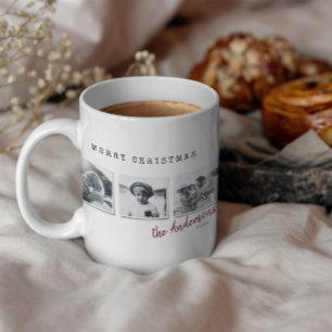 Mug Moderne minimaliste Noël multi photo bordeaux