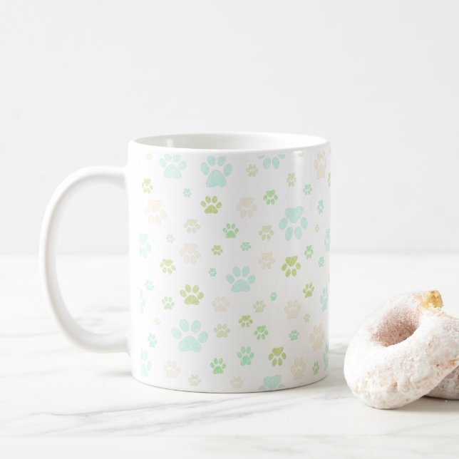 Mug Moderne Mint & Empreinte de Patte Grise  (Avec donut)