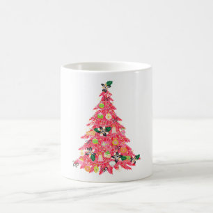 Mug moderne moderne couleur vive festif arbre de noël
