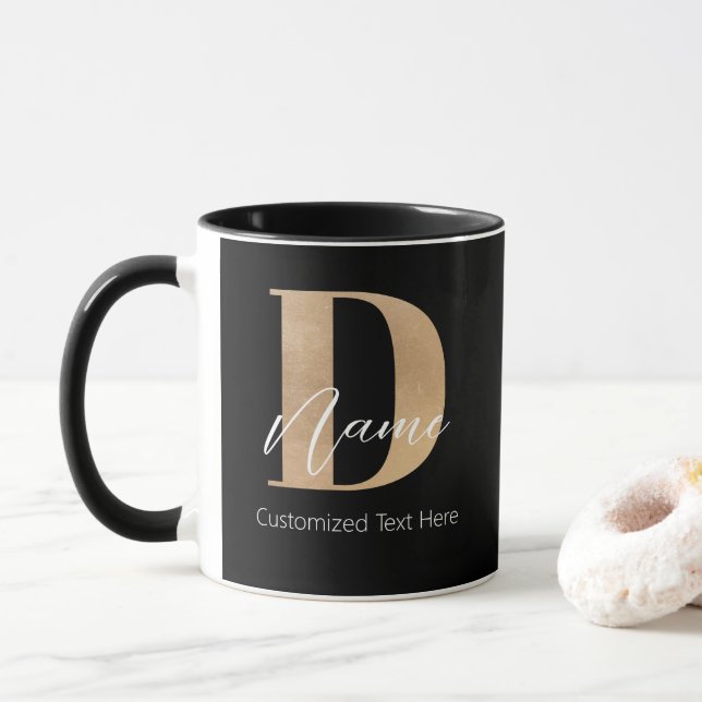 Mug Moderne Monogramme Initiale D & Nom Personnalisé (Avec donut)