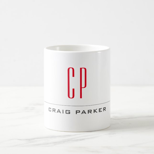 Mug Moderne Monogramme Professionnel Plat Simple (Centre)