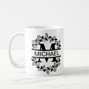 Mug Moderne Monogramme surdimensionné Initiale & Nom
