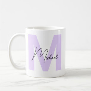 Mug Moderne Monogramme surdimensionné Initiale & Nom C