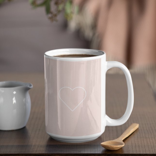 Mug Moderne Pastel Rose & Coeur Minimaliste Beau Cadea (Créateur téléchargé)