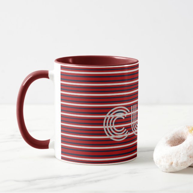 Mug Moderne rayé avec monogramme  (Avec donut)