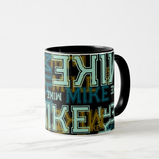 Mug Moderne Répéter Votre Nom Typographie (Devant droit)